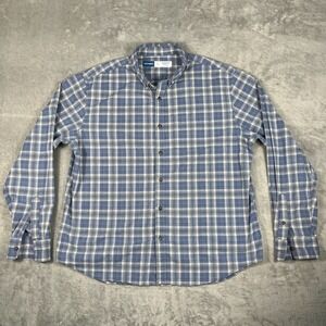 Old Navy Everyday Shirt Mens XL Regular Fit Blue Plaid Long Sleeve Button Down